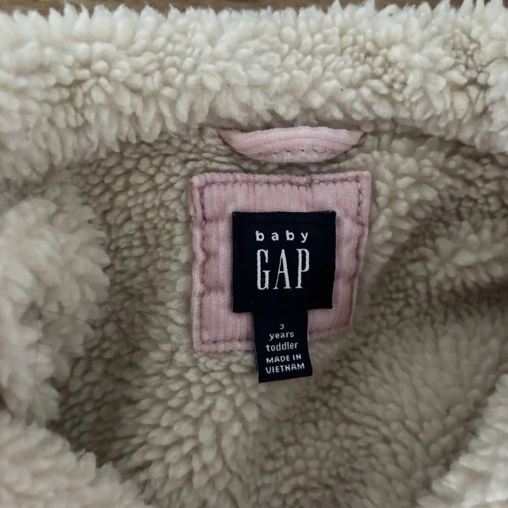 Gap‎ Toddler 3T Pink Corduroy Jacket Shearling Lined Western Neutrals School